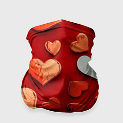 Бандана-труба Красные сердца на красном фоне, цвет: 3D-принт