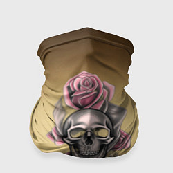 Бандана-труба Череп в пыльно-розовых цветах, цвет: 3D-принт