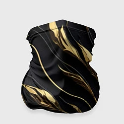 Бандана-труба Золотой орнамент на черном, цвет: 3D-принт