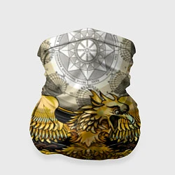 Бандана-труба Золотой орёл - славянский орнамент, цвет: 3D-принт