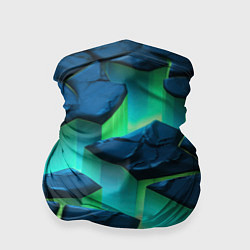 Бандана-труба Разлом объемных зеленых плит, цвет: 3D-принт