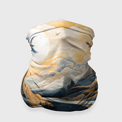 Бандана-труба Солнечное утро в цветущих горах, цвет: 3D-принт