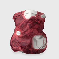 Бандана-труба Красные Кибер схемы неон, цвет: 3D-принт