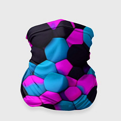 Бандана-труба Узор черные розовые синии фигуры, цвет: 3D-принт