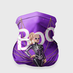 Бандана-труба Барби в костюме скелета: паутина и фиолетовый дым, цвет: 3D-принт