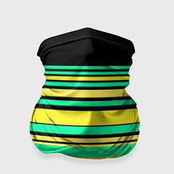 Бандана-труба Разноцветный черно желтый с зеленым полосатый узор, цвет: 3D-принт