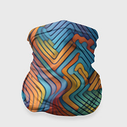 Бандана Волнистые линии жёлтые и голубые