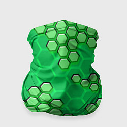 Бандана-труба Зелёная энерго-броня из шестиугольников, цвет: 3D-принт