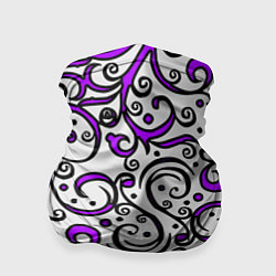 Бандана-труба Фиолетовые кружевные узоры, цвет: 3D-принт