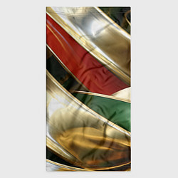 Бандана-труба Золотая абстракция с зелеными и красными вставками, цвет: 3D-принт — фото 2