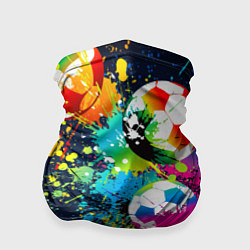 Бандана-труба Разноцветные футбольные мячи, цвет: 3D-принт