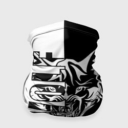 Бандана-труба Волк - чёрно белое, цвет: 3D-принт