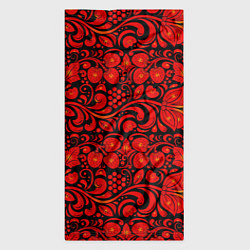 Бандана-труба Хохломская роспись красные цветы и ягоды на чёрном, цвет: 3D-принт — фото 2
