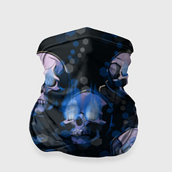 Бандана-труба Синие черепа на чёрном фоне, цвет: 3D-принт