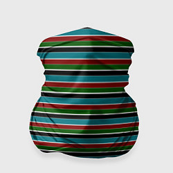 Бандана-труба Полосатый красно-зелёный, цвет: 3D-принт