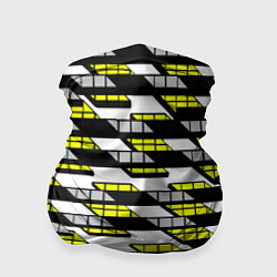 Бандана-труба Жёлтые треугольники и квадраты на белом фоне, цвет: 3D-принт