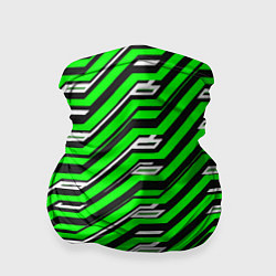 Бандана-труба Чёрно-зелёный линейный узор киберпанк, цвет: 3D-принт