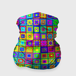 Бандана-труба Узор из разноцветных квадратов, цвет: 3D-принт