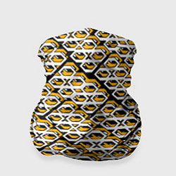 Бандана-труба Жёлто-белый узор на чёрном фоне, цвет: 3D-принт