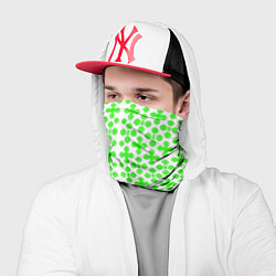 Бандана-труба Зелёные четырёхлистники на белом фоне, цвет: 3D-принт — фото 2