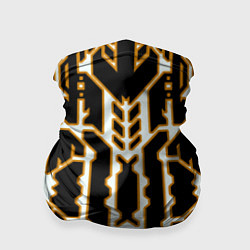 Бандана Техно белые линии с жёлтой обводкой на чёрном фоне