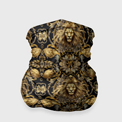 Бандана-труба Головы львов золотой паттерн, цвет: 3D-принт