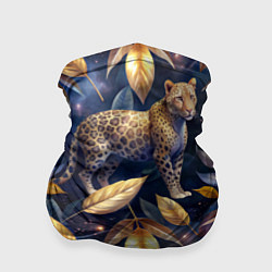 Бандана Леопард с золотыми листьями паттерны