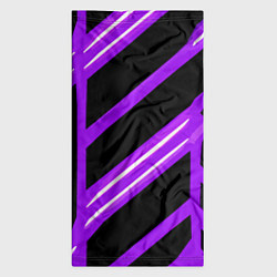 Бандана-труба Чёрно-белые полосы на фиолетовом фоне, цвет: 3D-принт — фото 2