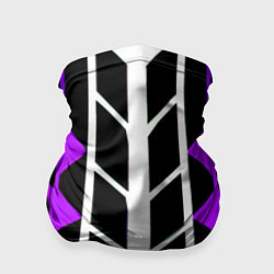 Бандана-труба Бело-фиолетовые линии на чёрном фоне, цвет: 3D-принт