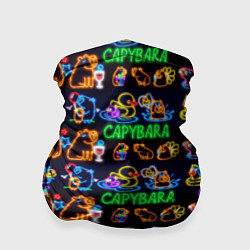 Бандана-труба Счастливая неоновая капибара, цвет: 3D-принт
