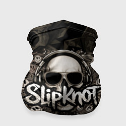 Бандана-труба Slipknot на фоне черепа в очках и наушниках, цвет: 3D-принт