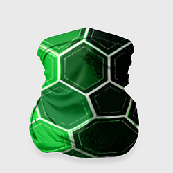 Бандана Белые шестиугольники на чёрно-зелёном фоне