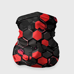 Бандана Красно-серые шестиугольники на чёрном фоне