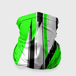 Бандана-труба Black and white vertical stripes on a green backgr, цвет: 3D-принт