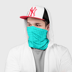 Бандана-труба Неоновый голубой паттерн клетка, цвет: 3D-принт — фото 2