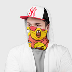 Бандана-труба Смайлы на красном фоне, цвет: 3D-принт — фото 2