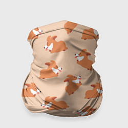 Бандана-труба Паттерн с забавными щенками породы корги, цвет: 3D-принт