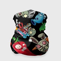 Бандана-труба Растения против зомби персонажи на черном, цвет: 3D-принт