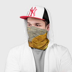 Бандана-труба Золотые волны на сером текстура, цвет: 3D-принт — фото 2