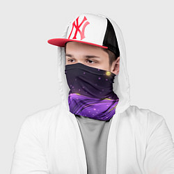 Бандана-труба Фиолетовая текстура с золотыми звездочками, цвет: 3D-принт — фото 2