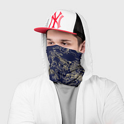 Бандана-труба Золотые драконы на синем, цвет: 3D-принт — фото 2