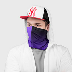 Бандана-труба Чёрно-сиреневый градиент пополам, цвет: 3D-принт — фото 2