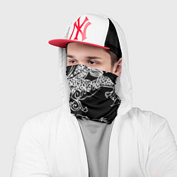 Бандана-труба Белый дракон на черном, цвет: 3D-принт — фото 2