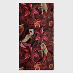 Бандана-труба Бордовая готика с сердцем, лилиями и мотыльками, цвет: 3D-принт — фото 2