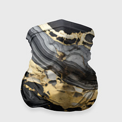 Бандана-труба Черный серый золотой мрамор, цвет: 3D-принт