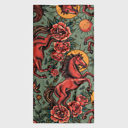 Бандана-труба Красный конь и розы, цвет: 3D-принт — фото 2