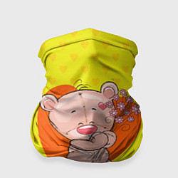 Бандана-труба Мишка с цветочками, цвет: 3D-принт