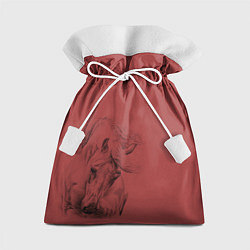 Мешок для подарков Конь на красном фоне, цвет: 3D-принт