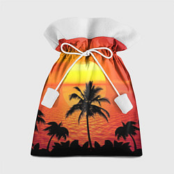 Мешок для подарков Пальмы на фоне моря, цвет: 3D-принт
