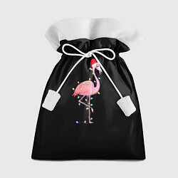 Мешок для подарков Новогодний Фламинго, цвет: 3D-принт